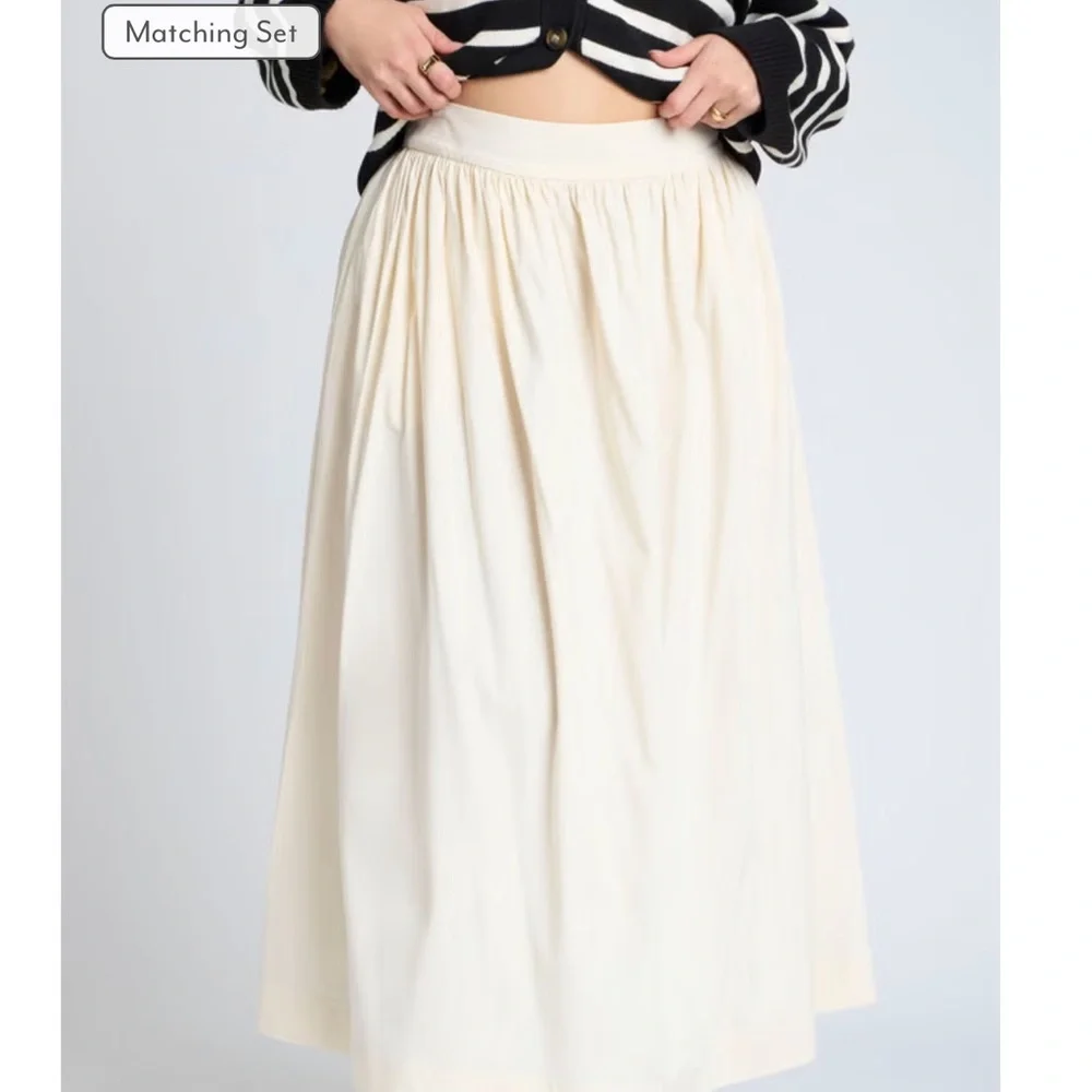 Eloquii Cream Full Length Skirt - Picture 1 of 5
